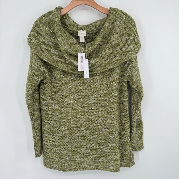 Chicos 2 womens  Sequin Shine dorothy Pullover Sweater green Size large mohair n - Picture 10 of 15